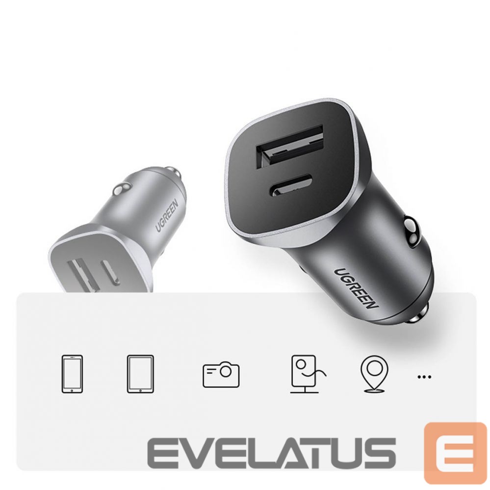 Autolaadijad Ugreen CD130 USB-A / USB-C 30W Car Charger Grey