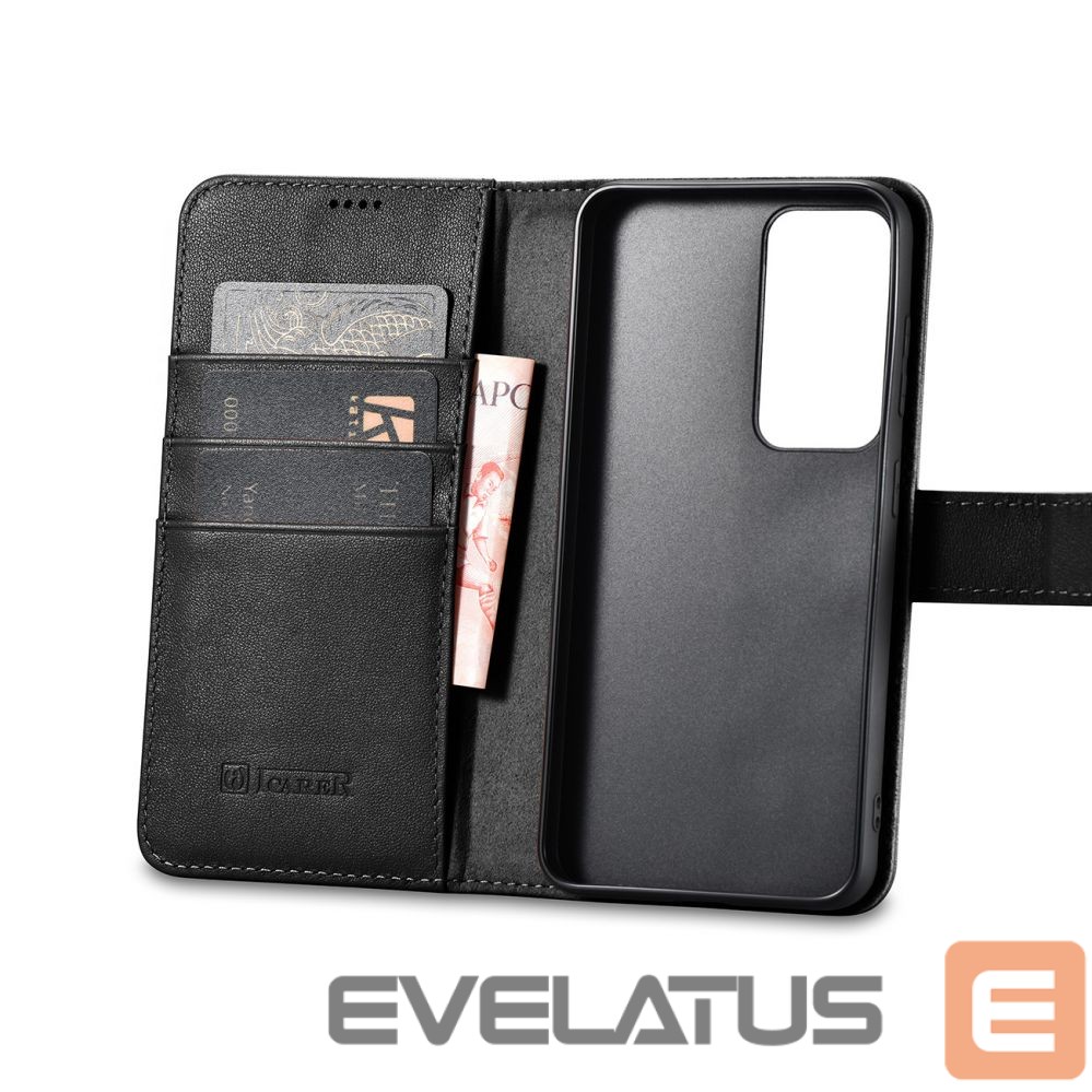 Tagakaaned iCarer iCarer Wallet Case for Samsung Galaxy S23 leather case wallet black
