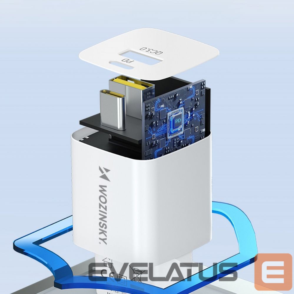 Adaptrid Wozinsky Wozinsky WWCEAC GaN USB-A USB-C 33W Wall Charger - White