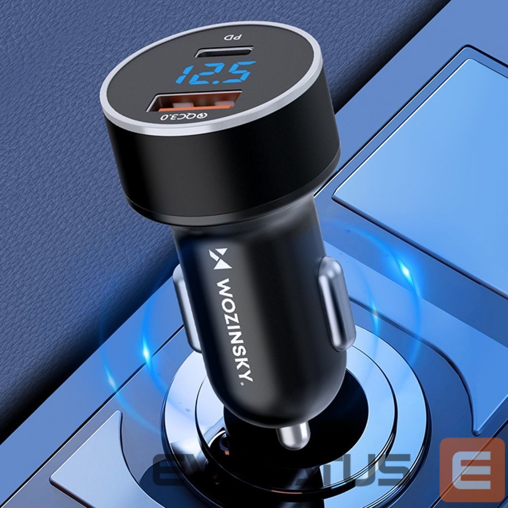 Adaptrid Wozinsky Wozinsky WDCCAC USB-C USB-A 36W Car Charger - Black