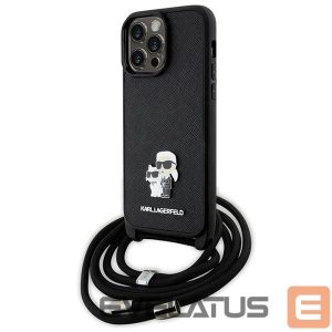 Tagakaaned Karl Lagerfeld  Karl Lagerfeld KLHCP14XSAKCPSK case for iPhone 14 Pro Max 6.7" hardcase - black Crossbody Saffiano Metal Pin Karl&Choupette 