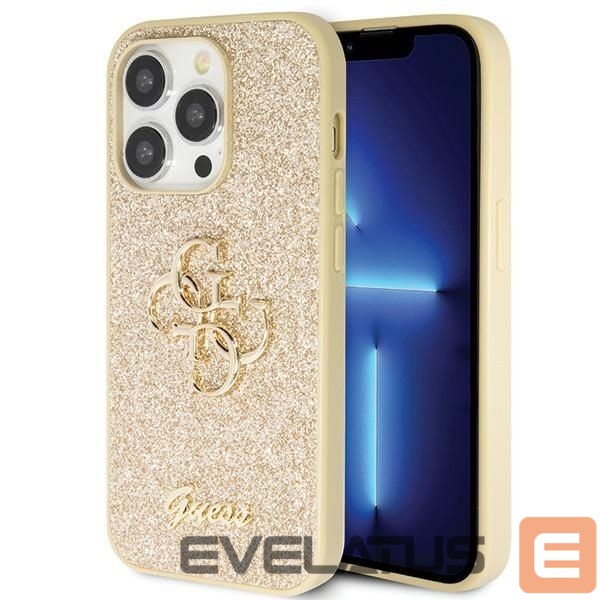 Tagakaaned Guess Guess GUHCP14LHG4SGD case for iPhone 14 Pro - gold Glitter Script Big 4G