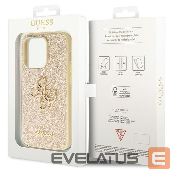 Tagakaaned Guess Guess GUHCP14LHG4SGD case for iPhone 14 Pro - gold Glitter Script Big 4G
