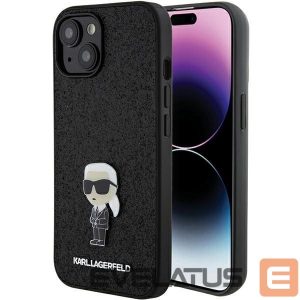 Tagakaaned Karl Lagerfeld  Karl Lagerfeld Fixed Glitter Ikonik Logo Metal Pin case for iPhone 15 - black 