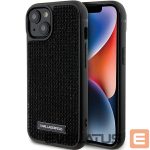 Tagakaaned Karl Lagerfeld  Karl Lagerfeld Rhinestone Logo Metal Plate case for iPhone 15 - black 