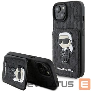Tagakaaned Karl Lagerfeld  Karl Lagerfeld Saffiano Cardslots and Stand Monogram Ikonik Patch case for iPhone 15 - black 