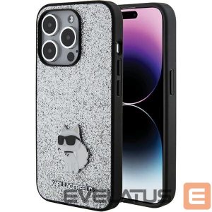 Tagakaaned Karl Lagerfeld  Karl Lagerfeld Fixed Glitter Choupette Logo Metal Pin Case for iPhone 15 Pro Max - Silver 