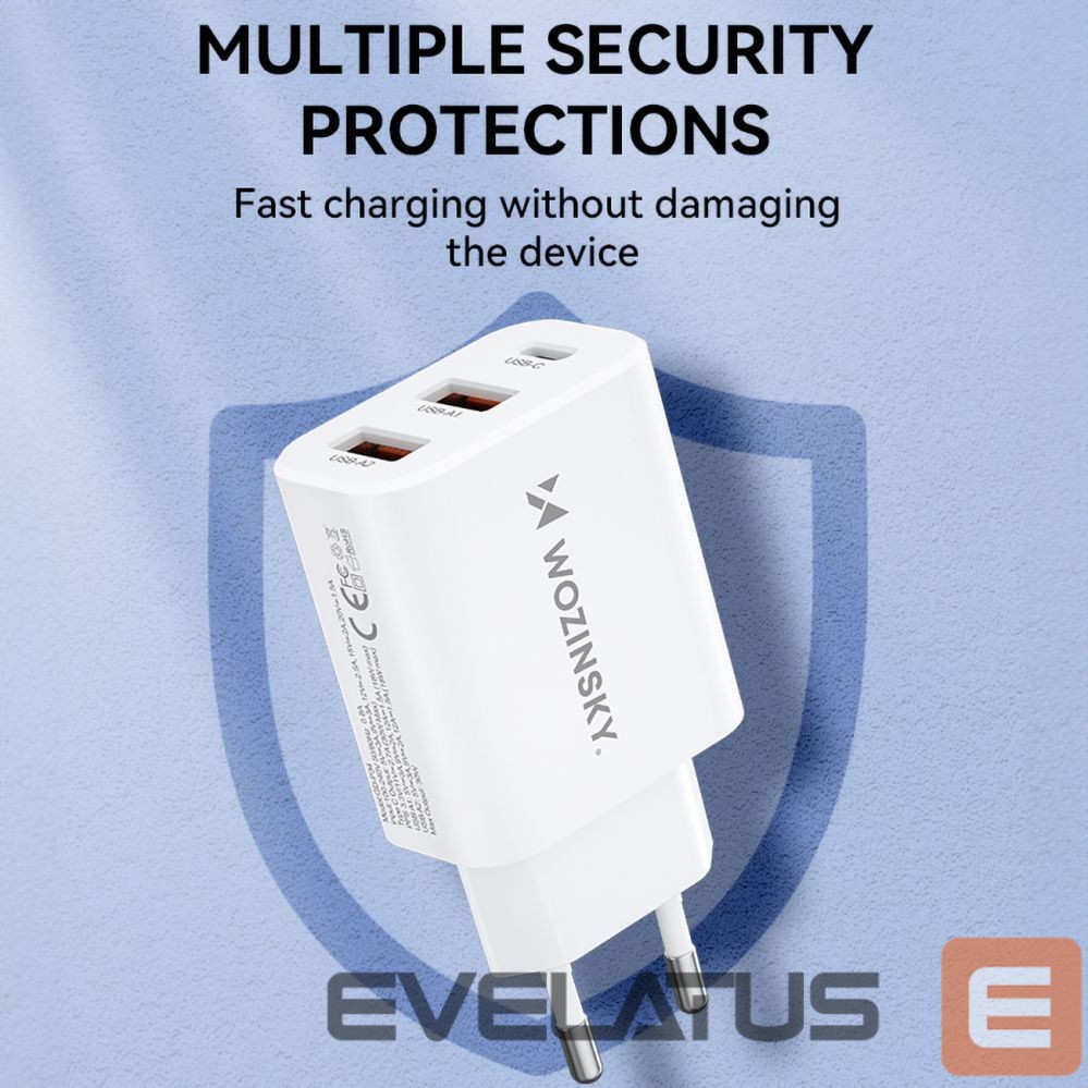 Adaptrid Wozinsky Wozinsky CWCUCW 30W USB-C / 2 x USB-A Wall Charger - White
