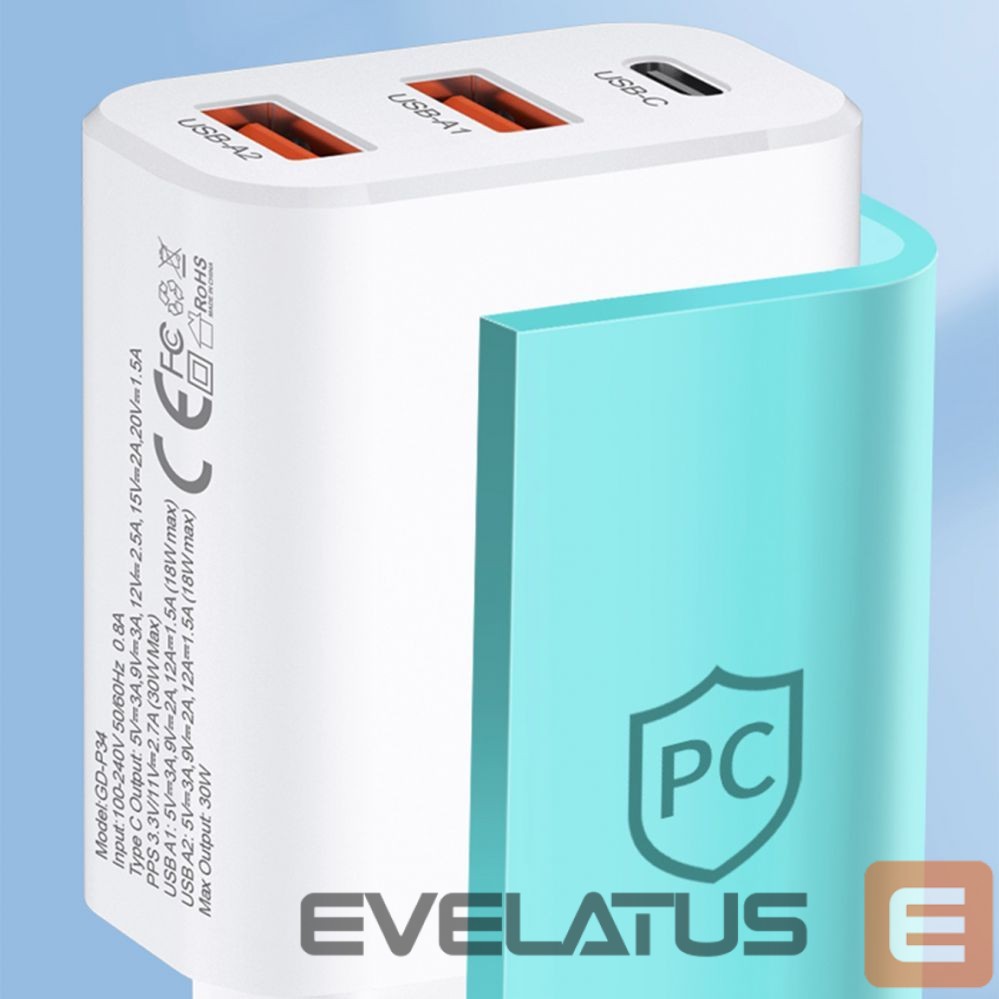 Adaptrid Wozinsky Wozinsky CWCUCW 30W USB-C / 2 x USB-A Wall Charger - White