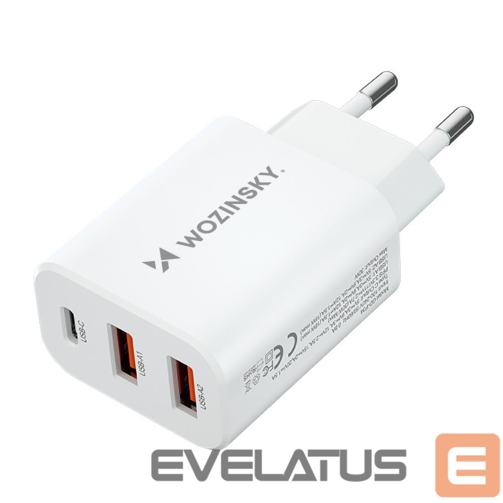 Adaptrid Wozinsky Wozinsky CWCUCW 30W USB-C / 2 x USB-A Wall Charger - White