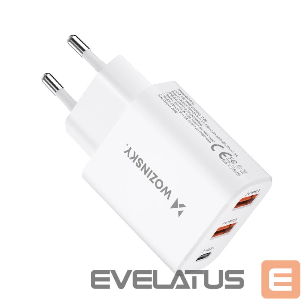 Adaptrid Wozinsky Wozinsky CWCUCW 30W USB-C / 2 x USB-A Wall Charger - White