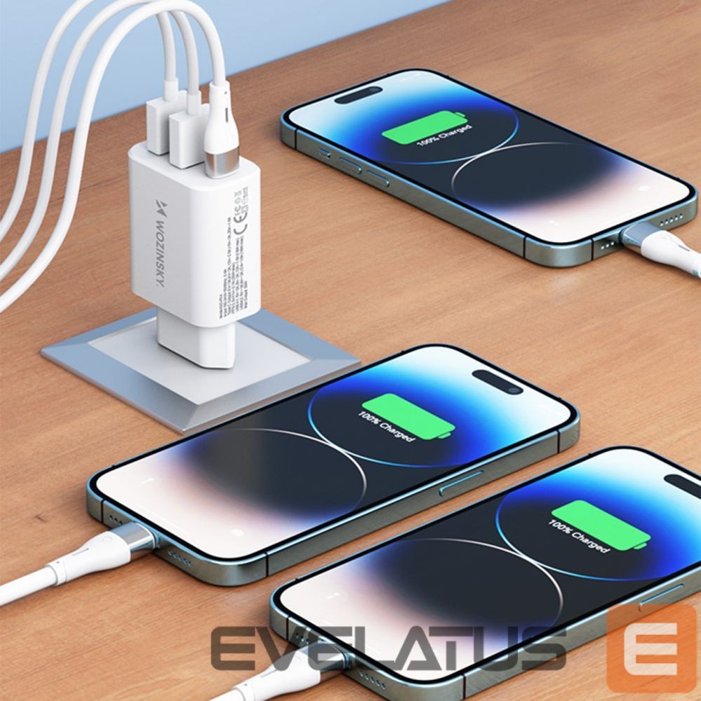 Adaptrid Wozinsky Wozinsky CWCUCW 30W USB-C / 2 x USB-A Wall Charger - White