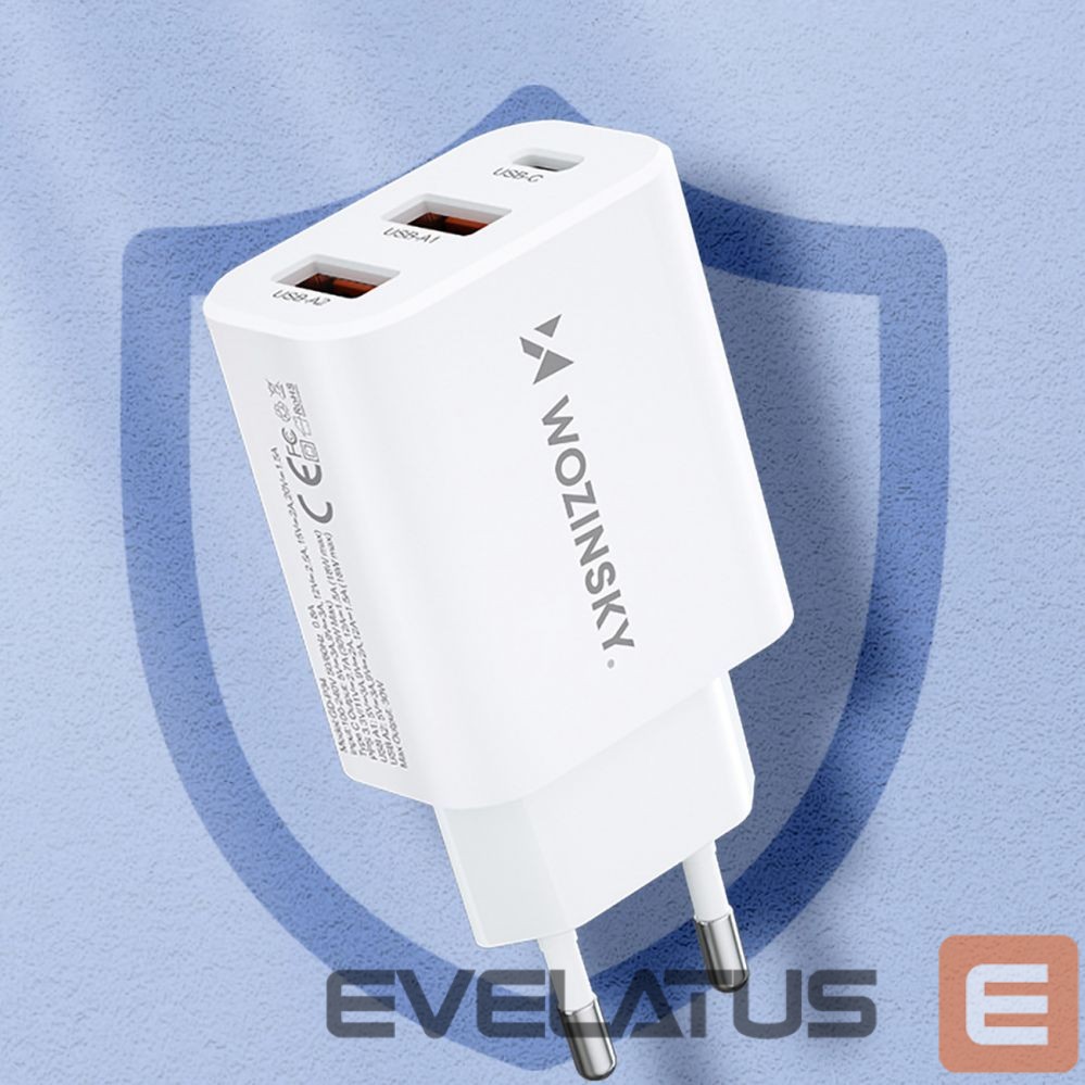 Adaptrid Wozinsky Wozinsky CWCUCW 30W USB-C / 2 x USB-A Wall Charger - White