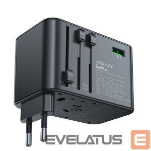 Adaptrid Acefast  Acefast Z1 GaN 75W PD travel charger adapter 3x USB-C 2x USB-A - black 