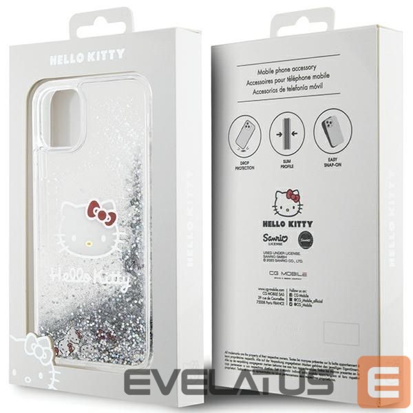 Tagakaaned Hello Kitty Hello Kitty Liquid Glitter Charms Kitty Head Case for iPhone 11 / Xr - Silver