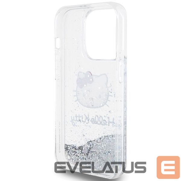 Tagakaaned Hello Kitty Hello Kitty Liquid Glitter Charms Kitty Head case for iPhone 14 Pro - silver