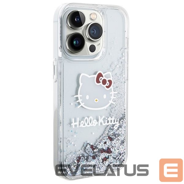 Tagakaaned Hello Kitty Hello Kitty Liquid Glitter Charms Kitty Head case for iPhone 14 Pro - silver