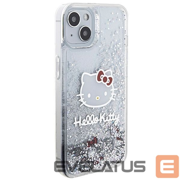 Tagakaaned Hello Kitty Hello Kitty Liquid Glitter Charms Kitty Head case for iPhone 14 - silver