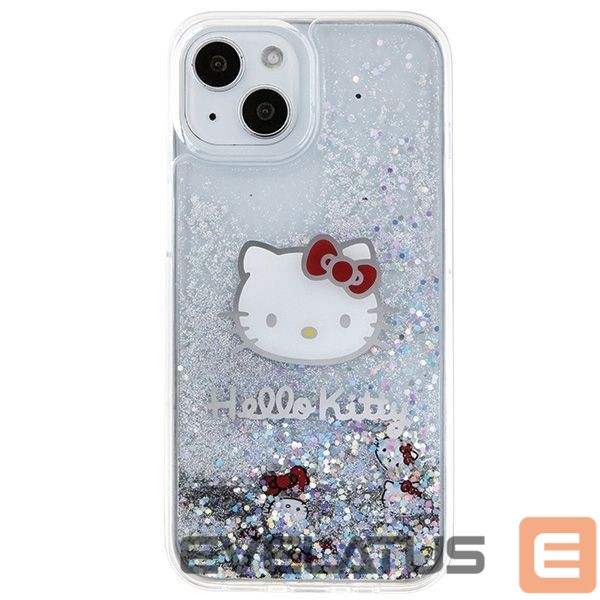 Tagakaaned Hello Kitty Hello Kitty Liquid Glitter Charms Kitty Head case for iPhone 14 - silver