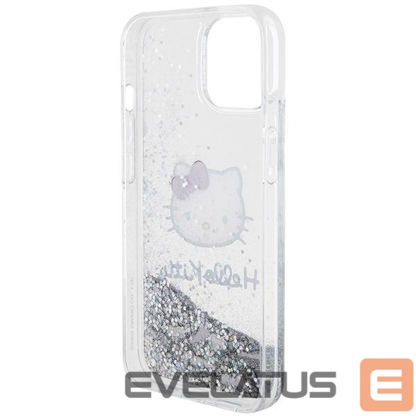 Tagakaaned Hello Kitty Hello Kitty Liquid Glitter Charms Kitty Head case for iPhone 14 - silver