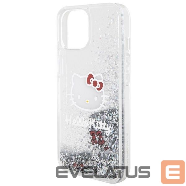 Tagakaaned Hello Kitty Hello Kitty Liquid Glitter Charms Kitty Head case for iPhone 14 - silver