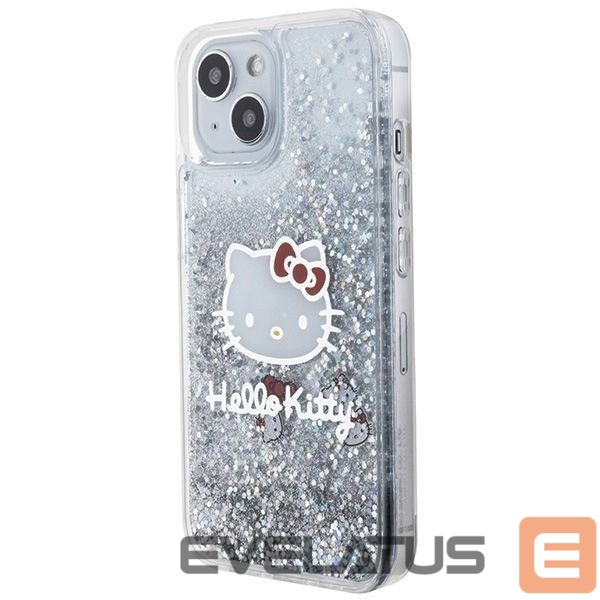 Tagakaaned Hello Kitty Hello Kitty Liquid Glitter Charms Kitty Head case for iPhone 14 - silver
