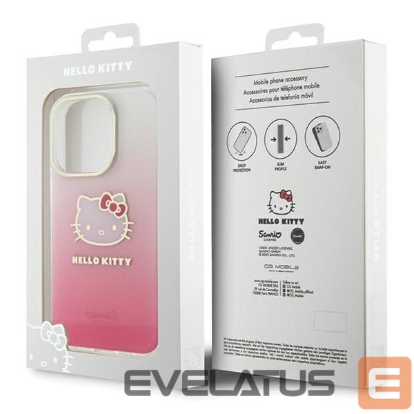 Tagakaaned Hello Kitty Hello Kitty IML Gradient Electrop Kitty Head case for iPhone 14 Pro Max - pink