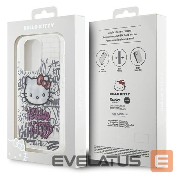 Tagakaaned Hello Kitty Hello Kitty IML Kitty On Bricks Graffiti case for iPhone 14 Pro Max - white