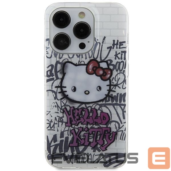 Tagakaaned Hello Kitty Hello Kitty IML Kitty On Bricks Graffiti case for iPhone 14 Pro Max - white