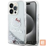 Tagakaaned Hello Kitty  Hello Kitty Liquid Glitter Charms Kitty Head case for iPhone 14 Pro Max - silver 