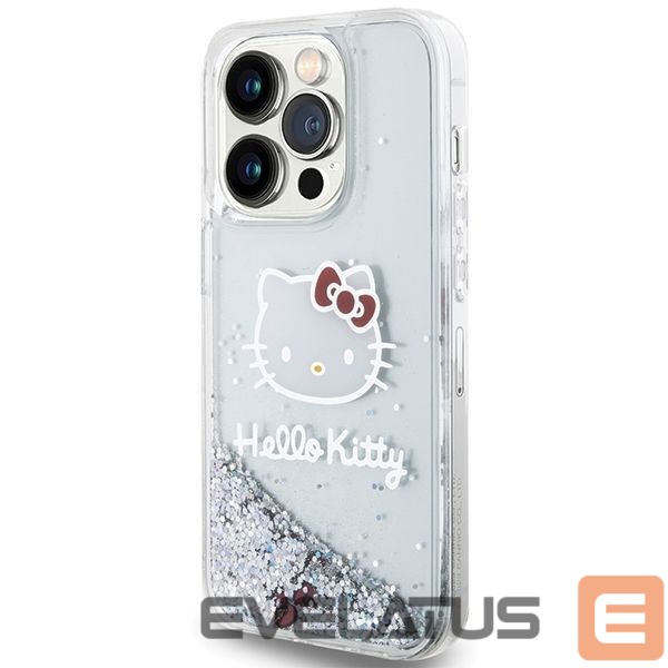 Tagakaaned Hello Kitty Hello Kitty Liquid Glitter Charms Kitty Head case for iPhone 14 Pro Max - silver