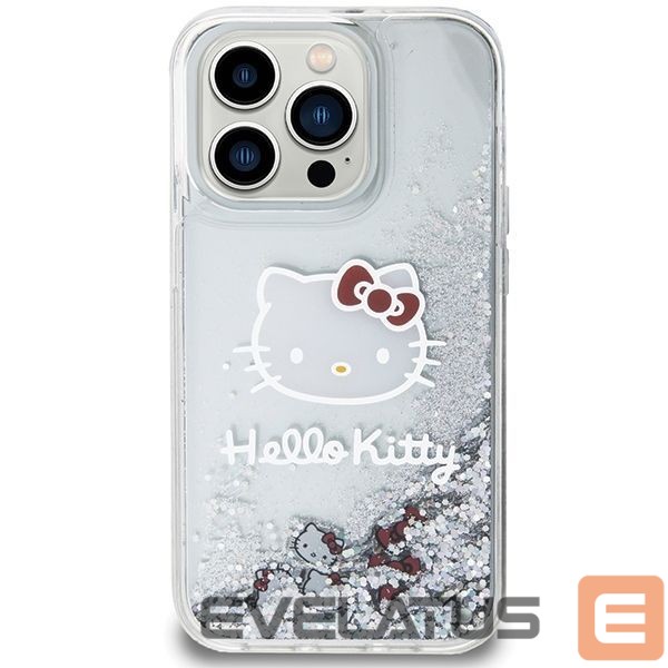 Tagakaaned Hello Kitty Hello Kitty Liquid Glitter Charms Kitty Head case for iPhone 14 Pro Max - silver