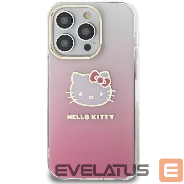 Tagakaaned Hello Kitty Hello Kitty IML Gradient Electrop Kitty Head case for iPhone 15 Pro - pink