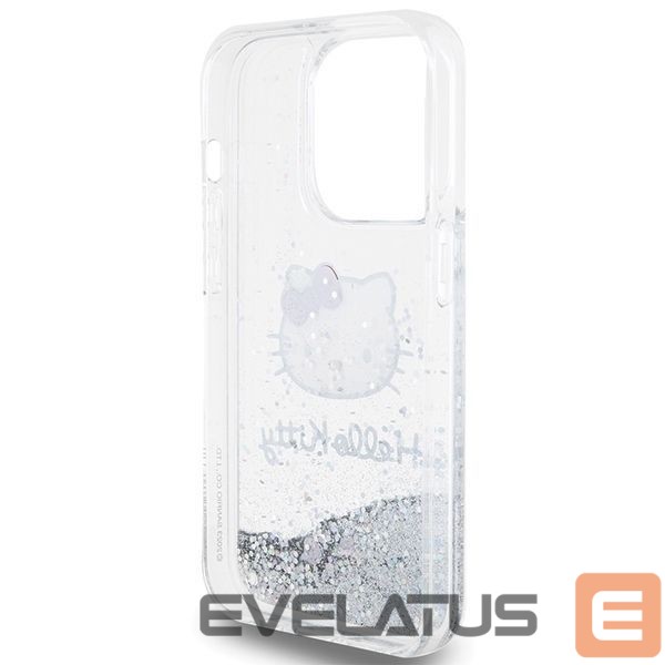 Tagakaaned Hello Kitty Hello Kitty Liquid Glitter Charms Kitty Head case for iPhone 15 Pro - silver