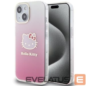 Tagakaaned Hello Kitty  Hello Kitty IML Gradient Electrop Kitty Head case for iPhone 15 - pink 