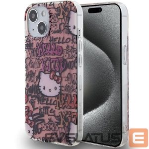 Tagakaaned Hello Kitty  Hello Kitty IML Tags Graffiti case for iPhone 15 - pink 