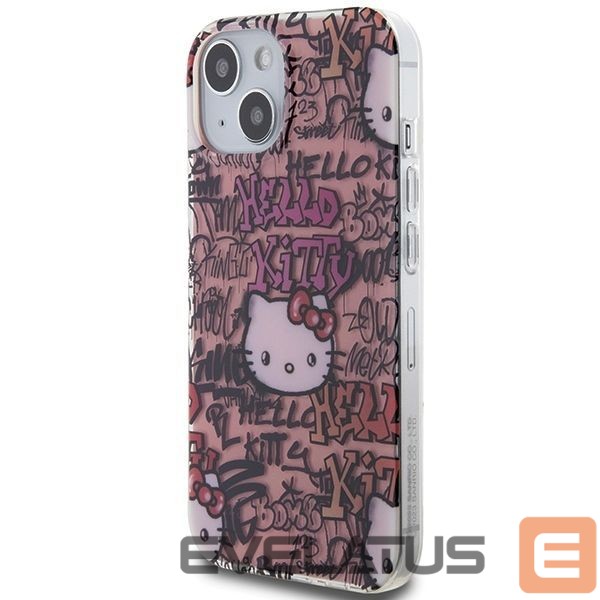 Tagakaaned Hello Kitty Hello Kitty IML Tags Graffiti case for iPhone 15 - pink