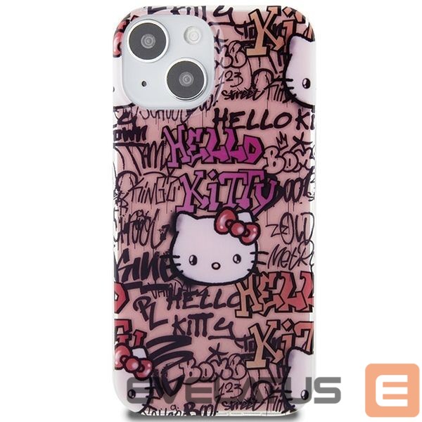Tagakaaned Hello Kitty Hello Kitty IML Tags Graffiti case for iPhone 15 - pink