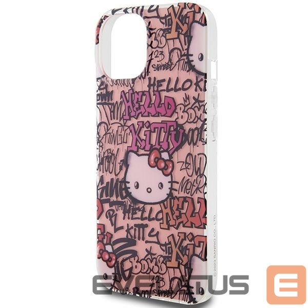 Tagakaaned Hello Kitty Hello Kitty IML Tags Graffiti case for iPhone 15 - pink