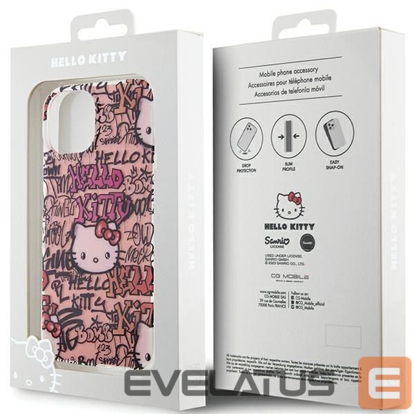 Tagakaaned Hello Kitty Hello Kitty IML Tags Graffiti case for iPhone 15 - pink
