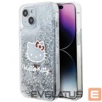 Tagakaaned Hello Kitty  Hello Kitty Liquid Glitter Charms Kitty Head case for iPhone 15 - silver 