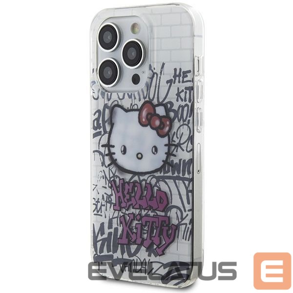 Tagakaaned Hello Kitty Hello Kitty IML Kitty On Bricks Graffiti case for iPhone 15 Pro Max - white