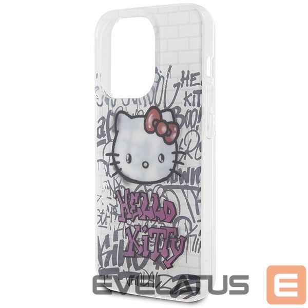 Tagakaaned Hello Kitty Hello Kitty IML Kitty On Bricks Graffiti case for iPhone 15 Pro Max - white