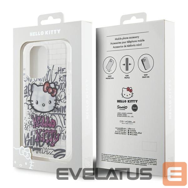 Tagakaaned Hello Kitty Hello Kitty IML Kitty On Bricks Graffiti case for iPhone 15 Pro Max - white