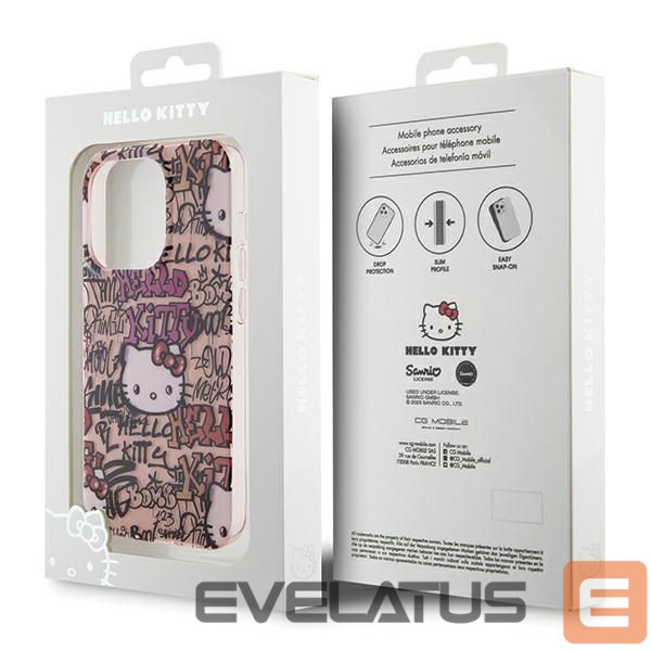 Tagakaaned Hello Kitty Hello Kitty IML Tags Graffiti case for iPhone 15 Pro Max - pink
