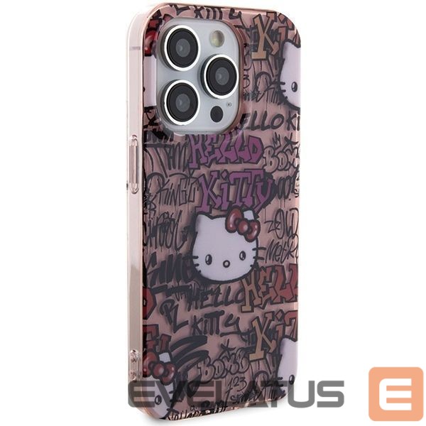 Tagakaaned Hello Kitty Hello Kitty IML Tags Graffiti case for iPhone 15 Pro Max - pink
