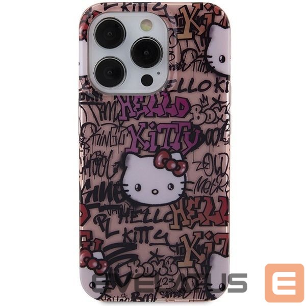 Tagakaaned Hello Kitty Hello Kitty IML Tags Graffiti case for iPhone 15 Pro Max - pink