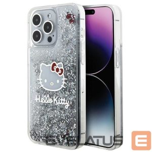 Tagakaaned Hello Kitty  Hello Kitty Liquid Glitter Charms Kitty Head case for iPhone 15 Pro Max - silver 