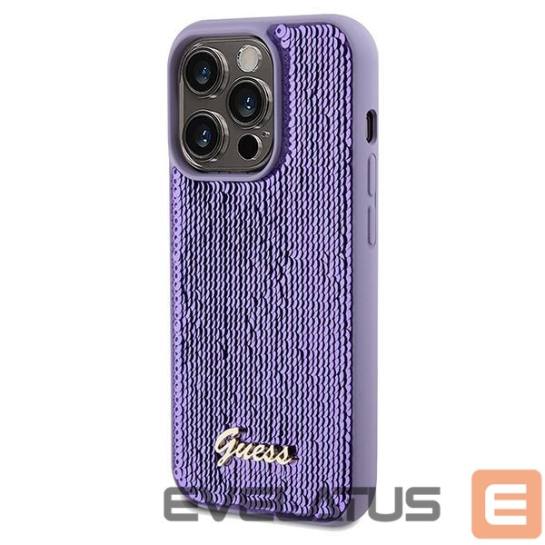Tagakaaned Guess Guess Sequin Script Metal case for iPhone 14 Pro Max - purple