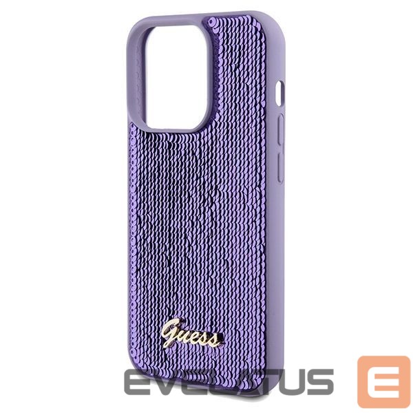 Tagakaaned Guess Guess Sequin Script Metal case for iPhone 14 Pro Max - purple